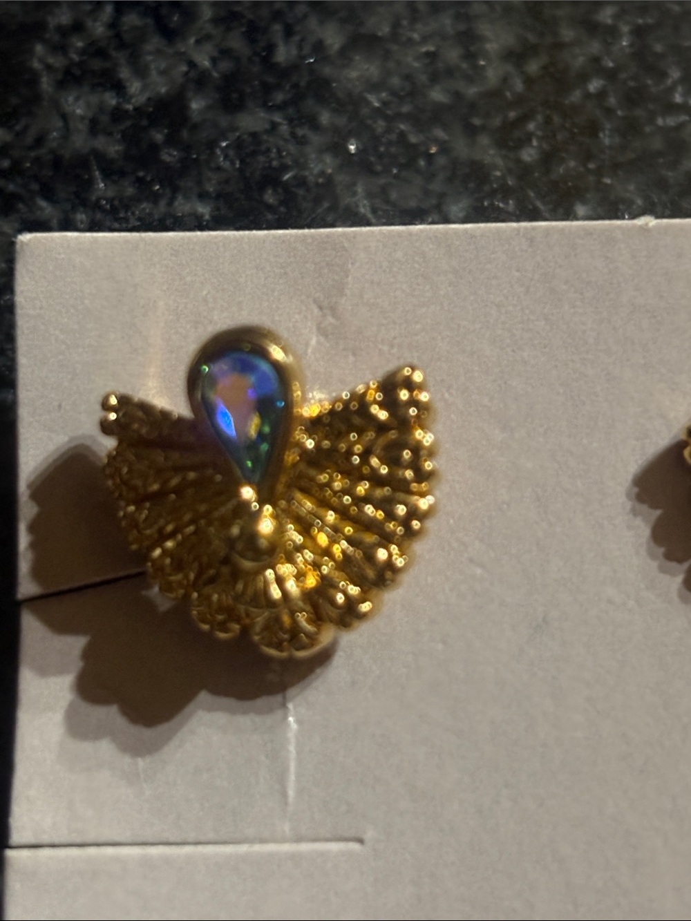 Vintage Avon Gold tone Peacock Stud Earrings - Picture 3 of 6